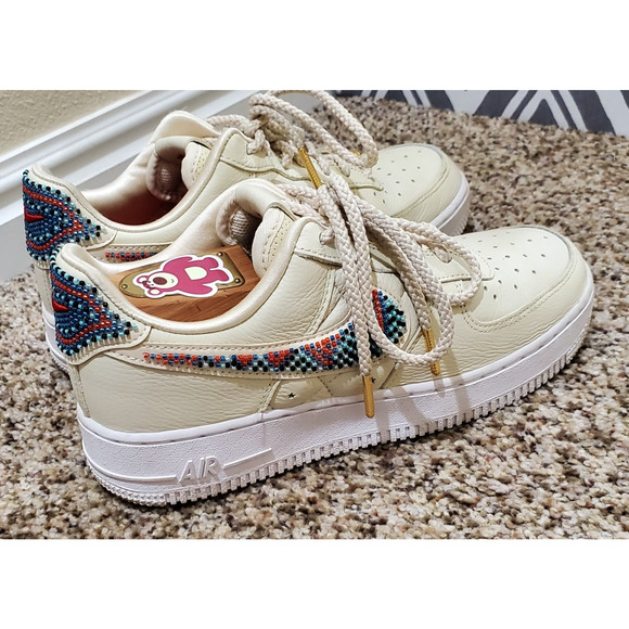 Nike Air Force 1 Premium Goods Women’s 8 Cream Beaded Swoosh DV2957‑200 - Picture 6 of 11
